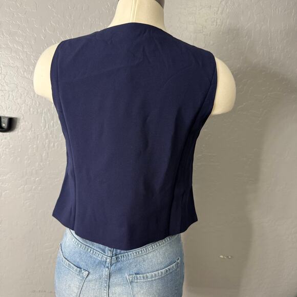 Quince Stretch Crepe Vest, Textured Navy, S - Picture 2 of 5